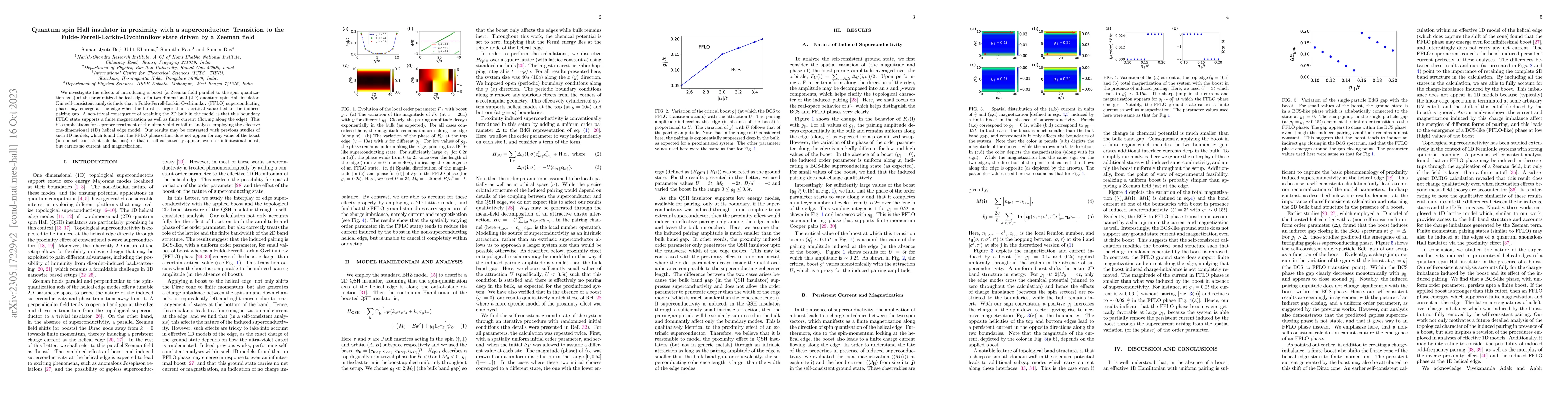 Thumbnail for Quantum spin Hall insulator in proximity with a superconductor:
  Transition to the Fulde-Ferrell-Larkin-Ovchinnikov state driven by a Zeeman
  field