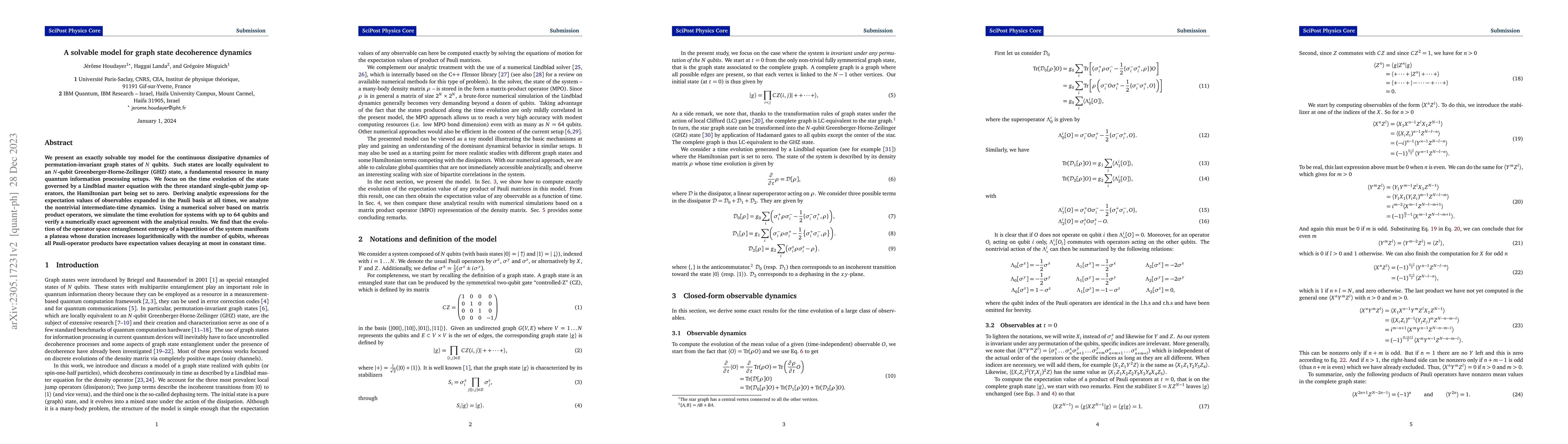 Thumbnail for A solvable model for graph state decoherence dynamics