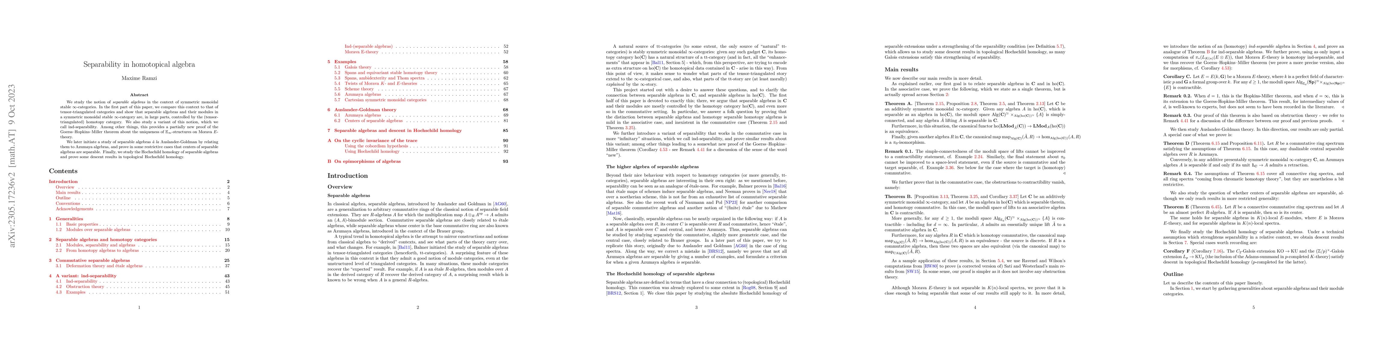 Thumbnail for Separability in homotopical algebra