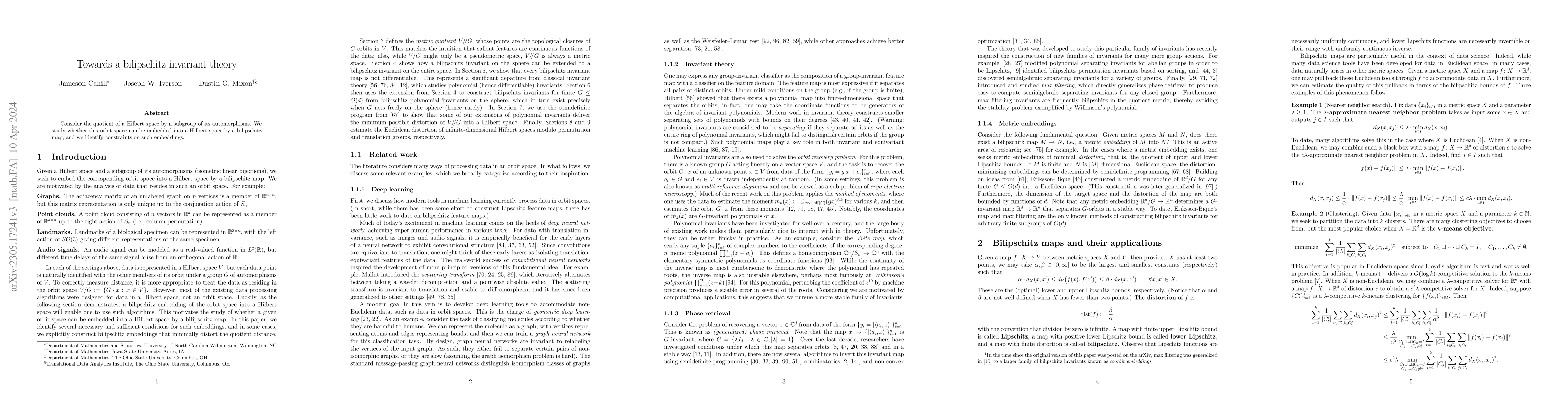 Thumbnail for Towards a bilipschitz invariant theory