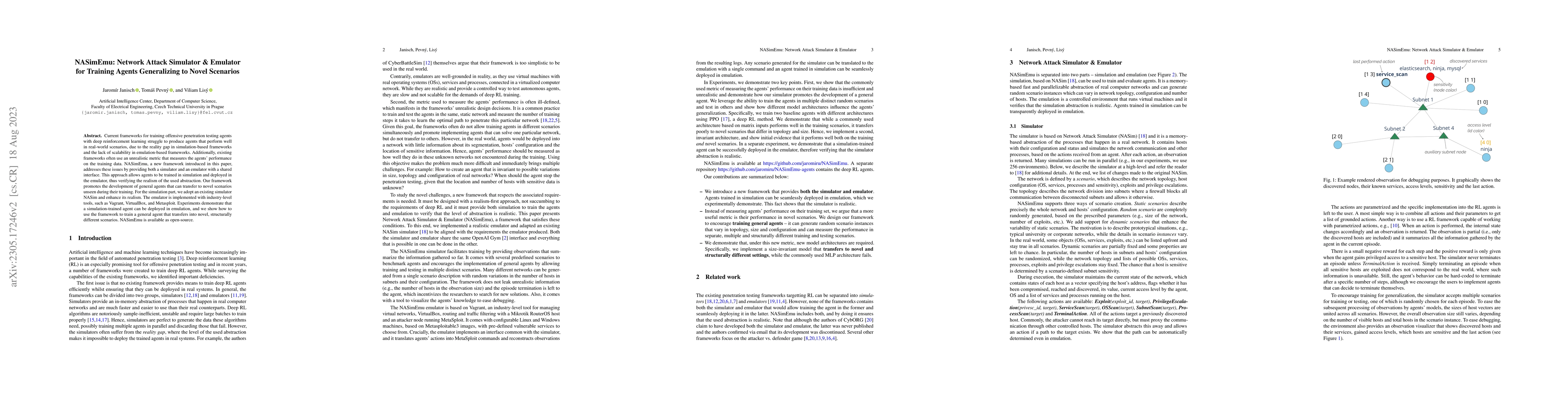Thumbnail for NASimEmu: Network Attack Simulator & Emulator for Training Agents
  Generalizing to Novel Scenarios