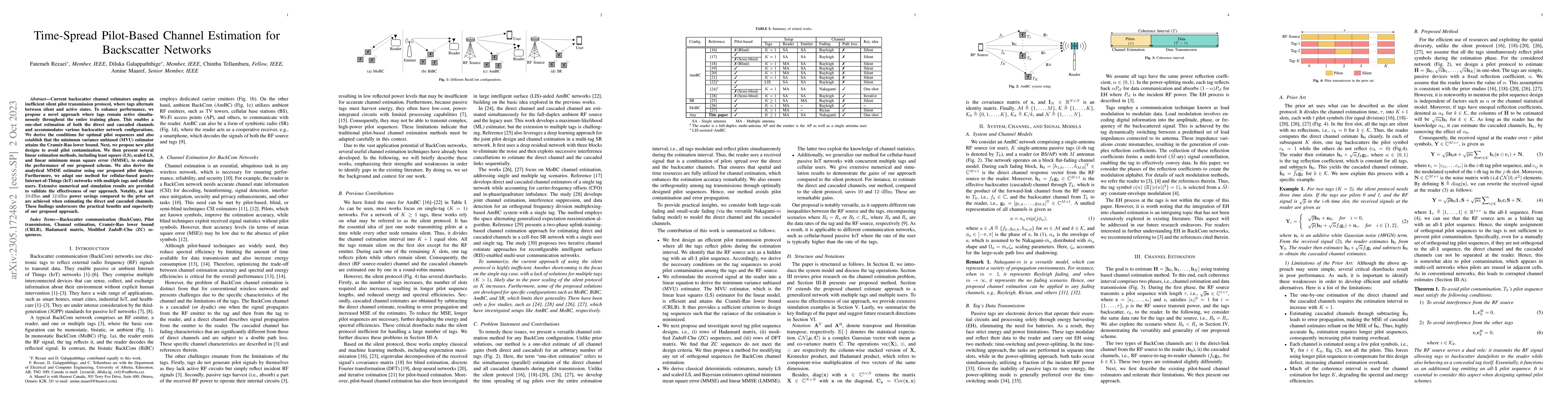 Thumbnail for Time-Spread Pilot-Based Channel Estimation for Backscatter Networks