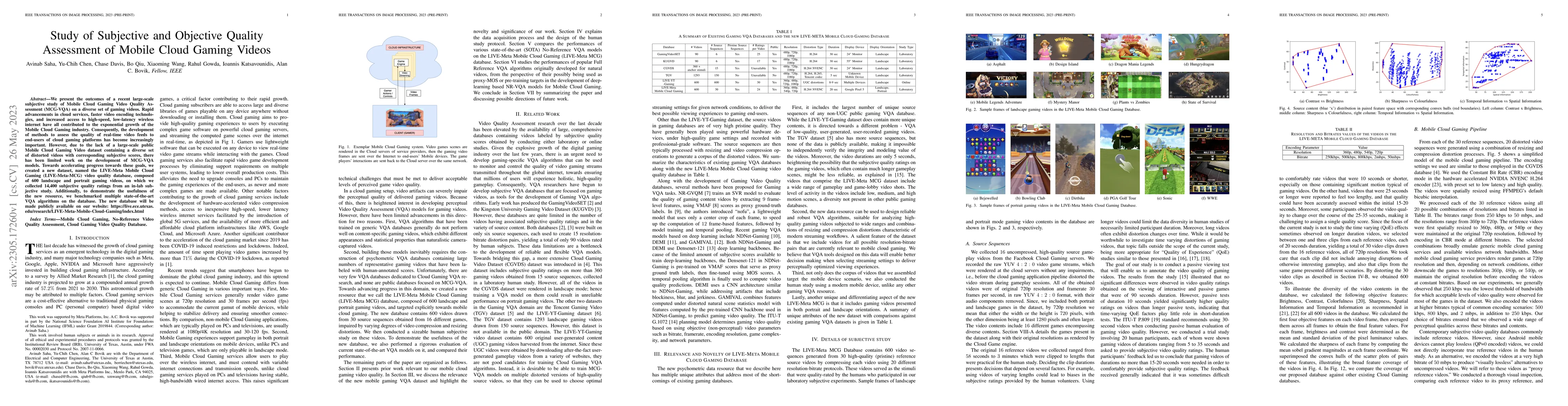Thumbnail for Study of Subjective and Objective Quality Assessment of Mobile Cloud
  Gaming Videos