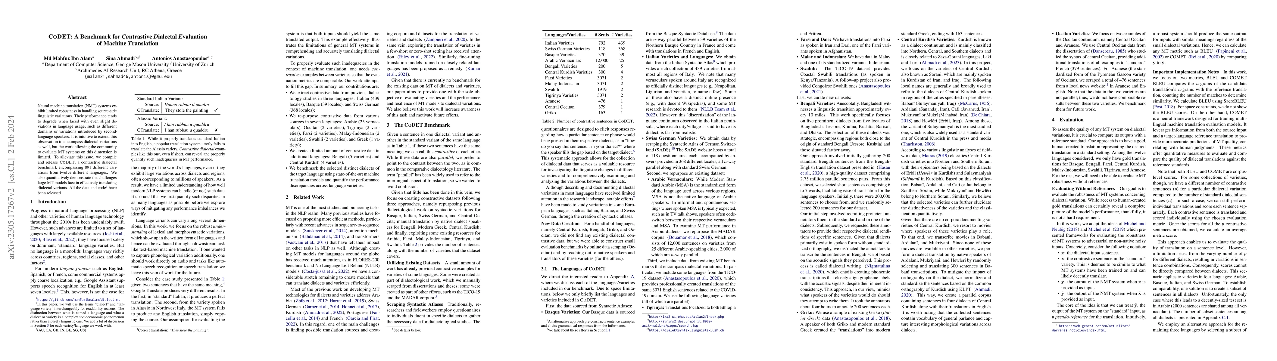Thumbnail for CODET: A Benchmark for Contrastive Dialectal Evaluation of Machine
  Translation