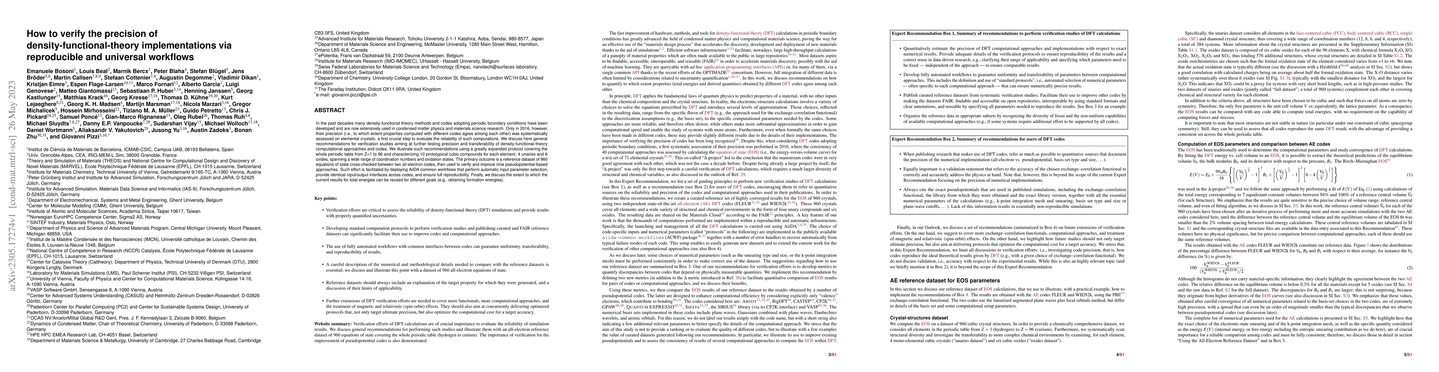 Thumbnail for How to verify the precision of density-functional-theory implementations
  via reproducible and universal workflows