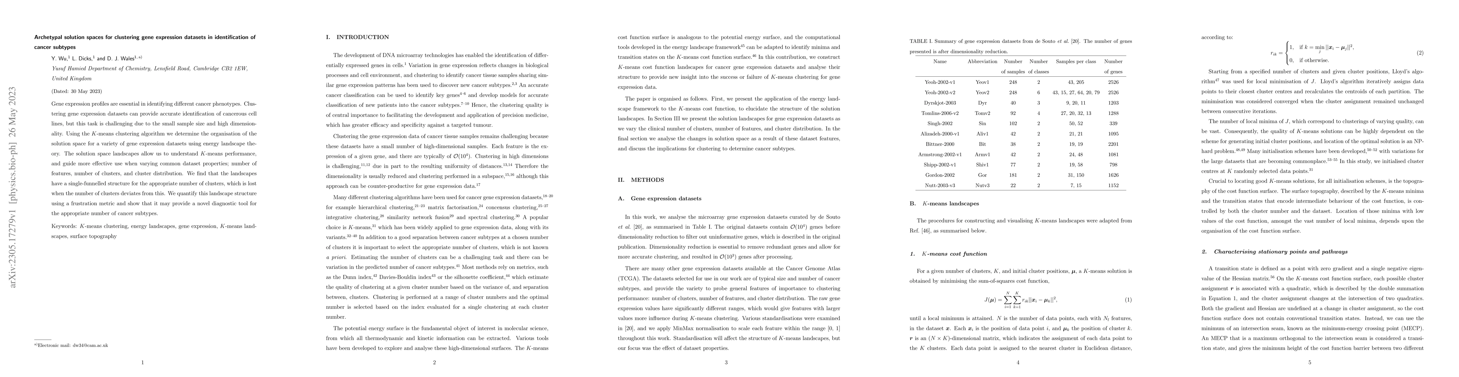 Thumbnail for Archetypal solution spaces for clustering gene expression datasets in
  identification of cancer subtypes