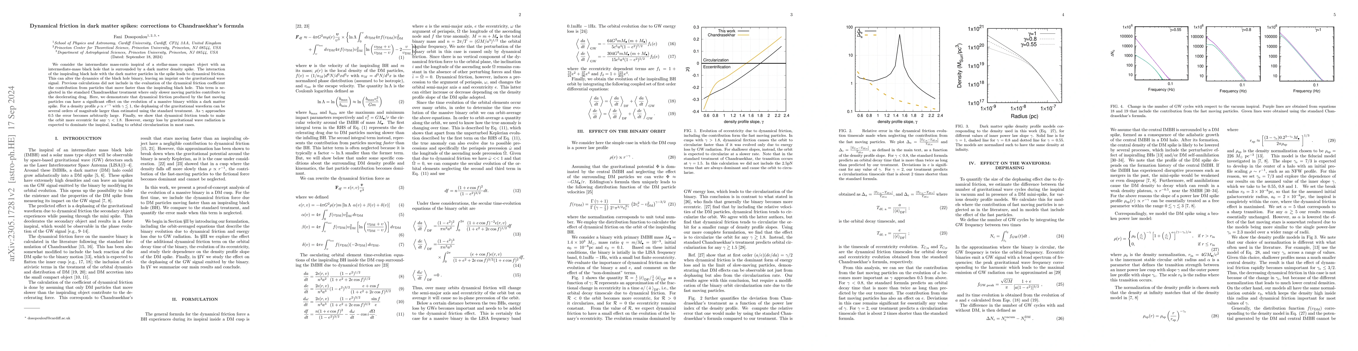 Thumbnail for Dynamical friction in dark matter spikes: corrections to Chandrasekhar's
  formula