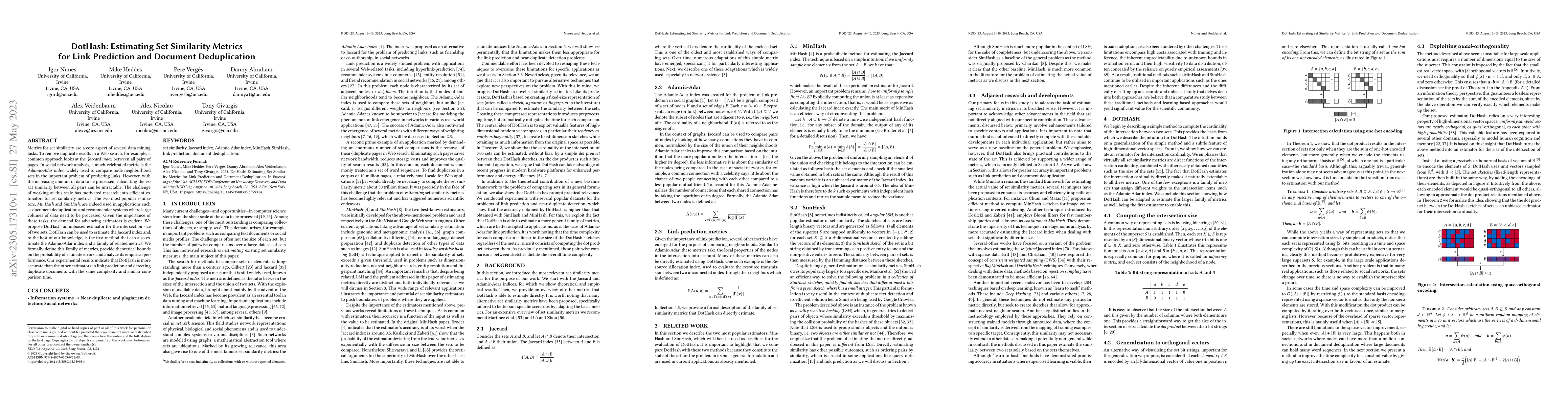 Thumbnail for DotHash: Estimating Set Similarity Metrics for Link Prediction and
  Document Deduplication