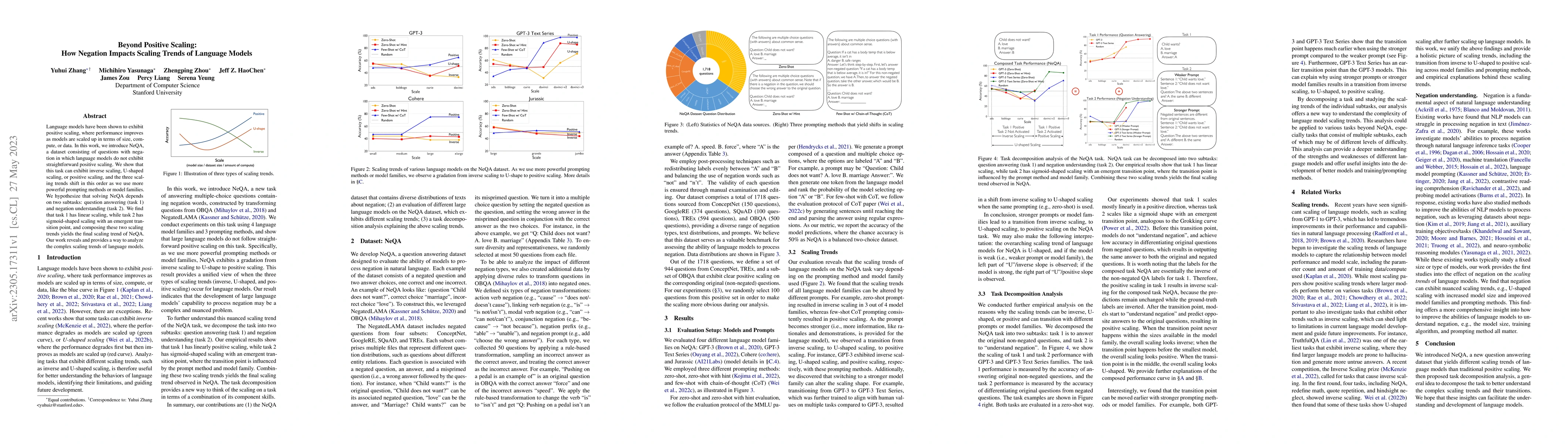 Thumbnail for Beyond Positive Scaling: How Negation Impacts Scaling Trends of Language
  Models