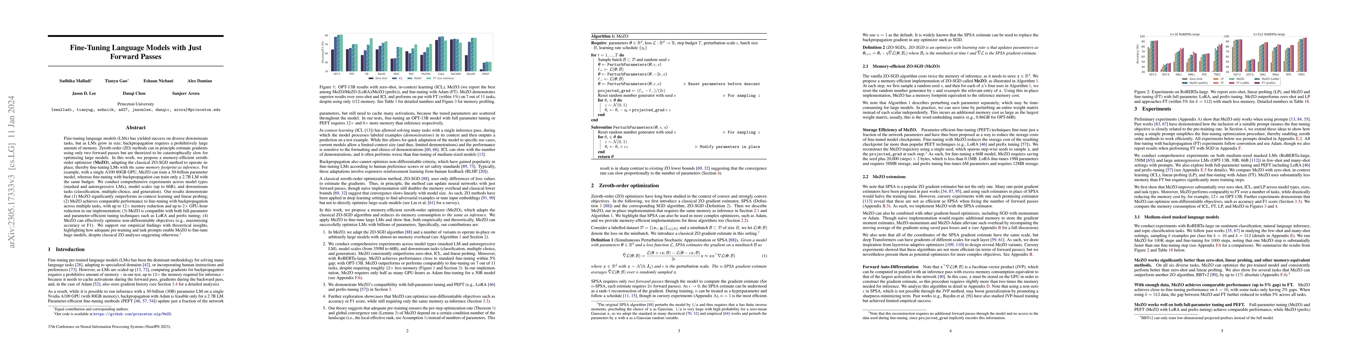 Thumbnail for Fine-Tuning Language Models with Just Forward Passes