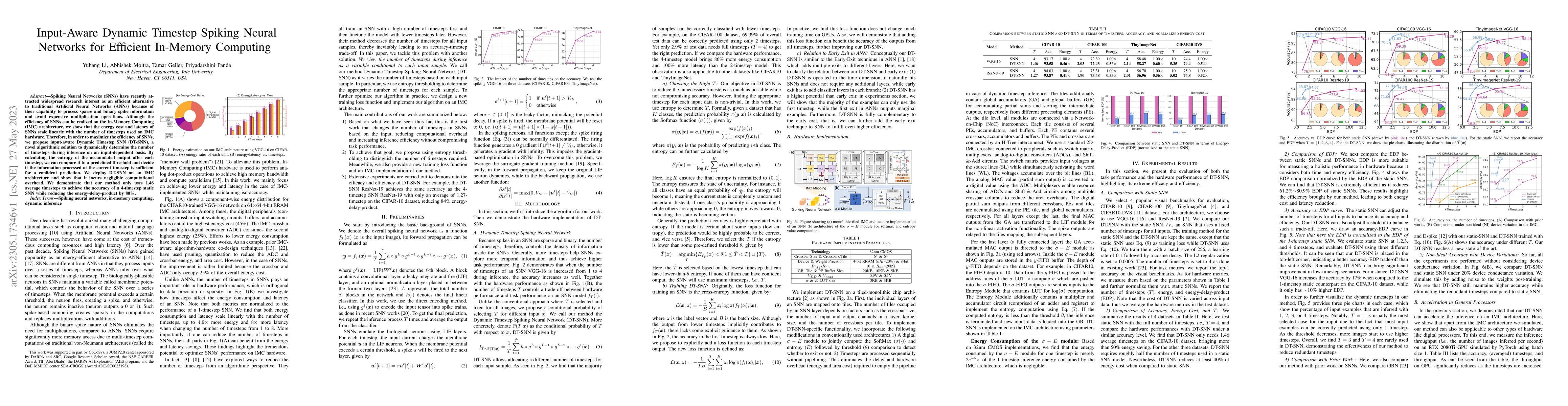 Thumbnail for Input-Aware Dynamic Timestep Spiking Neural Networks for Efficient
  In-Memory Computing