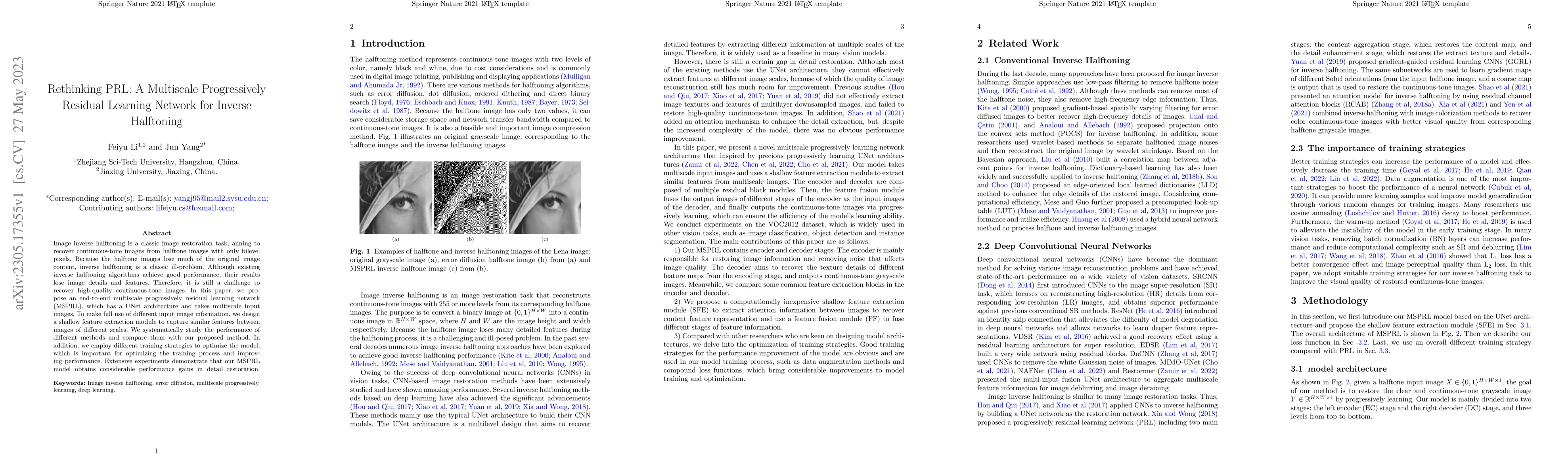 Thumbnail for Rethinking PRL: A Multiscale Progressively Residual Learning Network for
  Inverse Halftoning