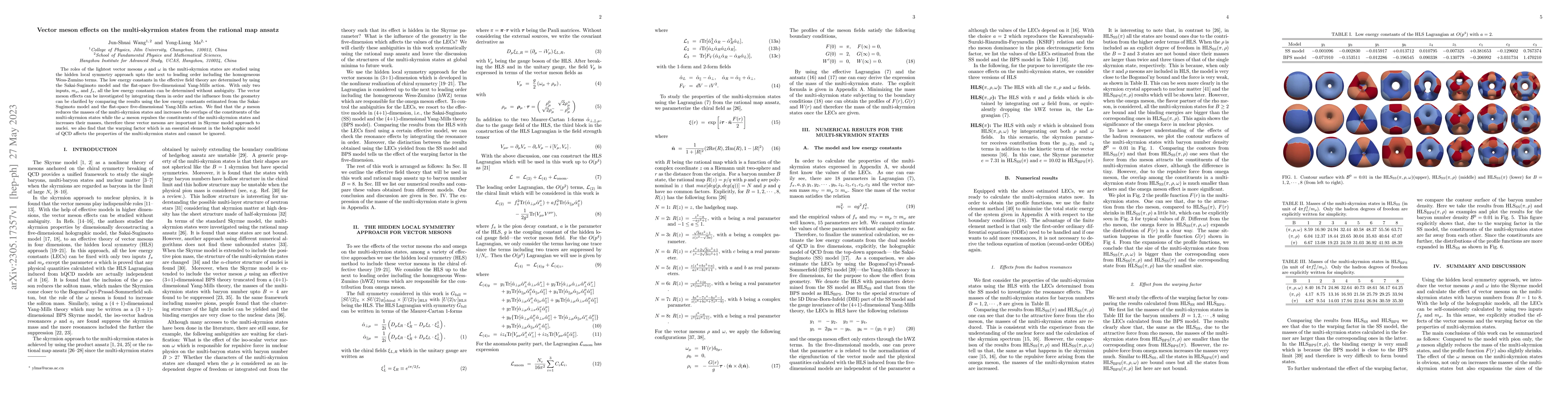 Thumbnail for Vector meson effects on the multi-skyrmion states from the rational map
  ansatz