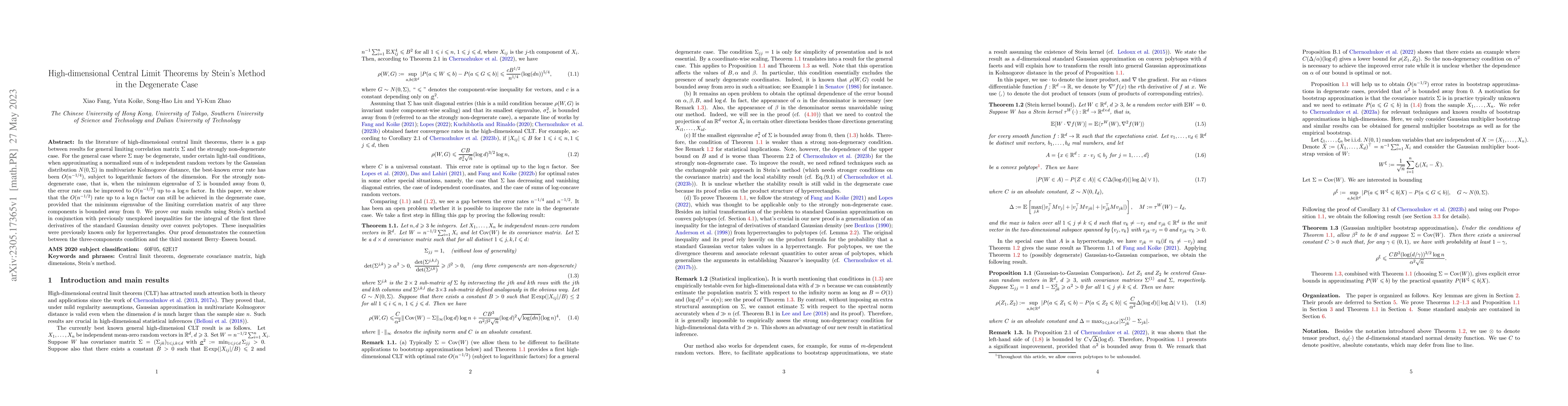 Thumbnail for High-dimensional Central Limit Theorems by Stein's Method in the
  Degenerate Case