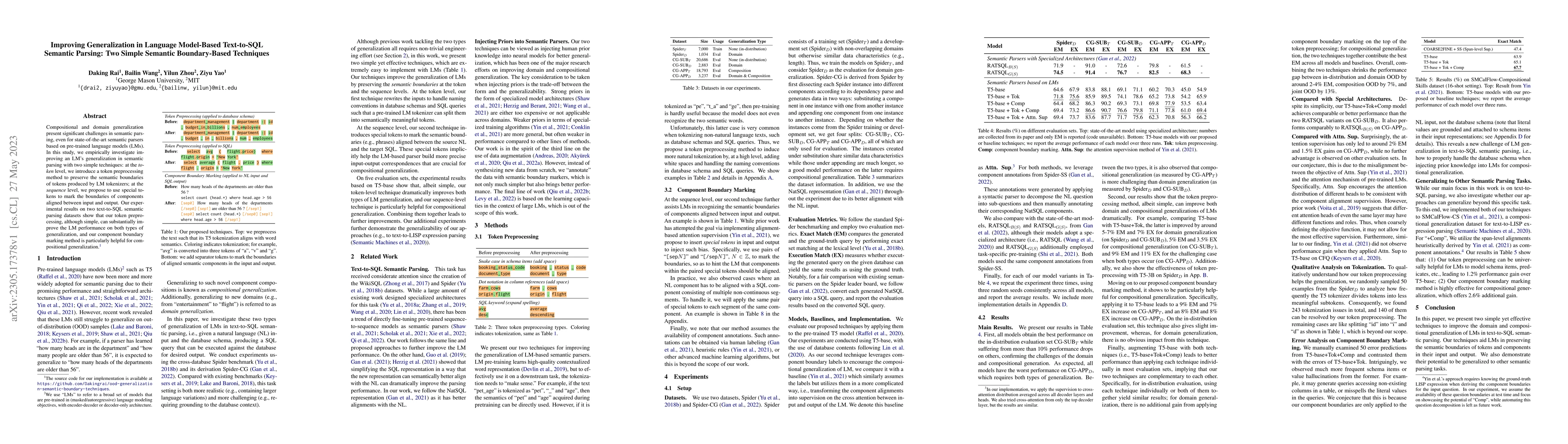 Thumbnail for Improving Generalization in Language Model-Based Text-to-SQL Semantic
  Parsing: Two Simple Semantic Boundary-Based Techniques
