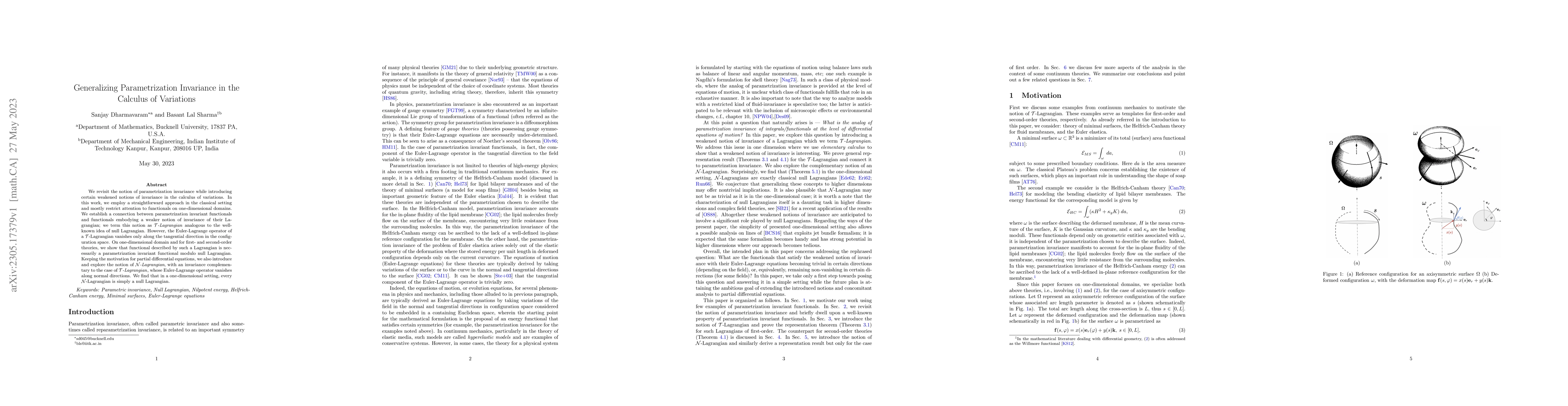 Thumbnail for Generalizing Parametrization Invariance in the Calculus of Variations