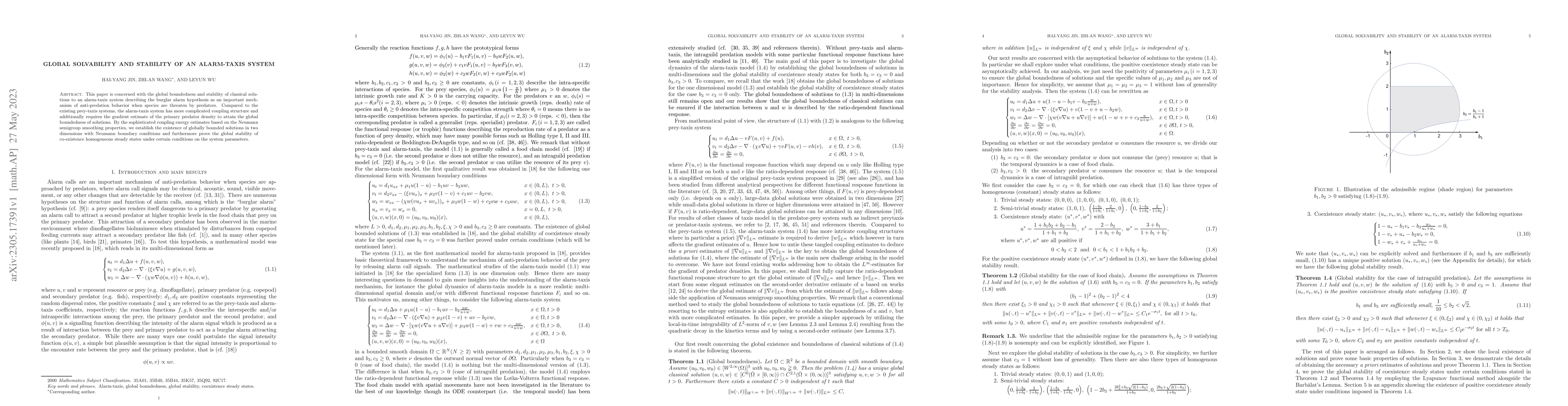 Thumbnail for Global solvability and stability of an alarm-taxis system