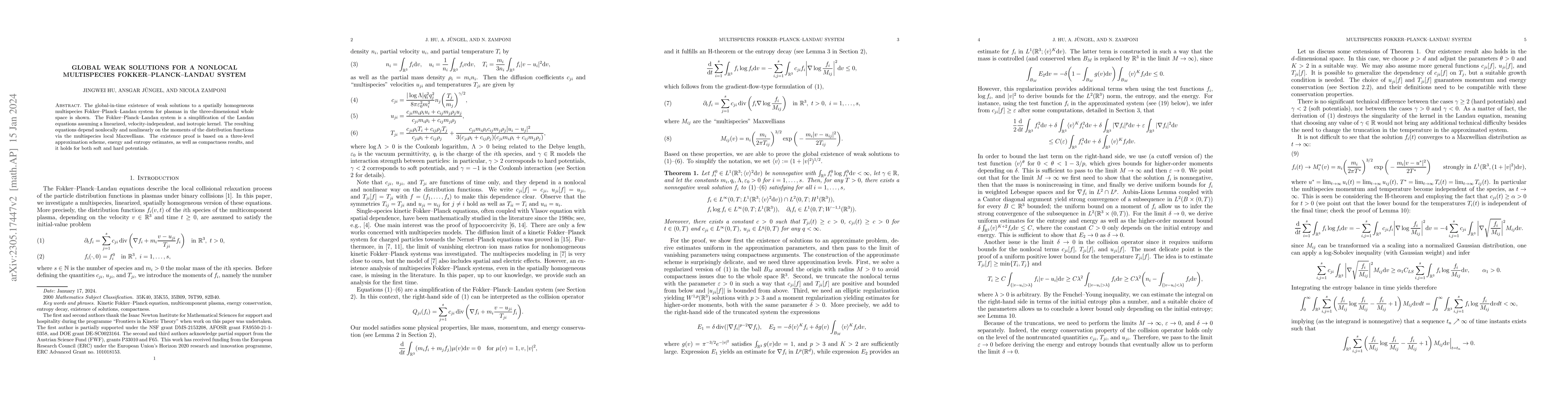 Thumbnail for Global weak solutions for a nonlocal multispecies Fokker-Planck-Landau
  system