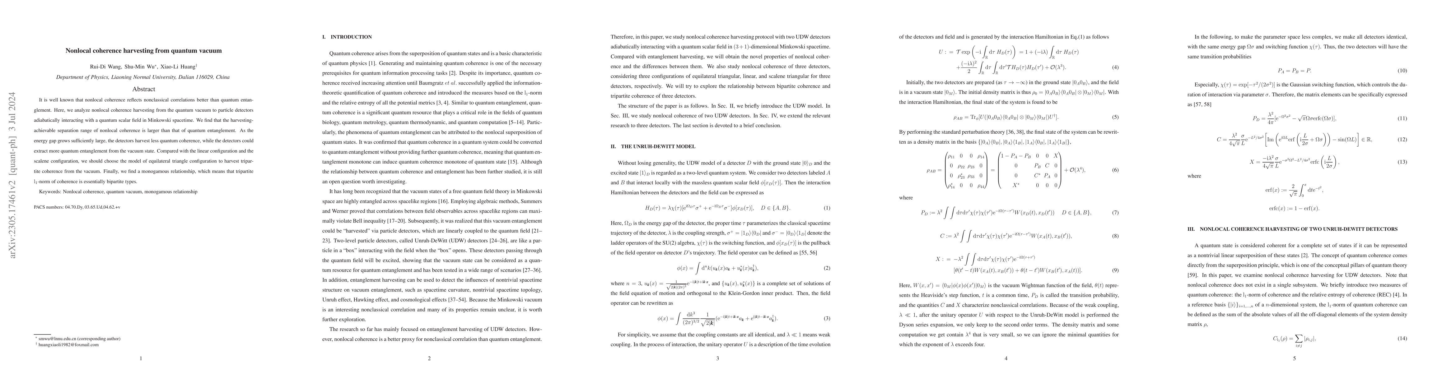 Thumbnail for Nonlocal coherence harvesting from quantum vacuum