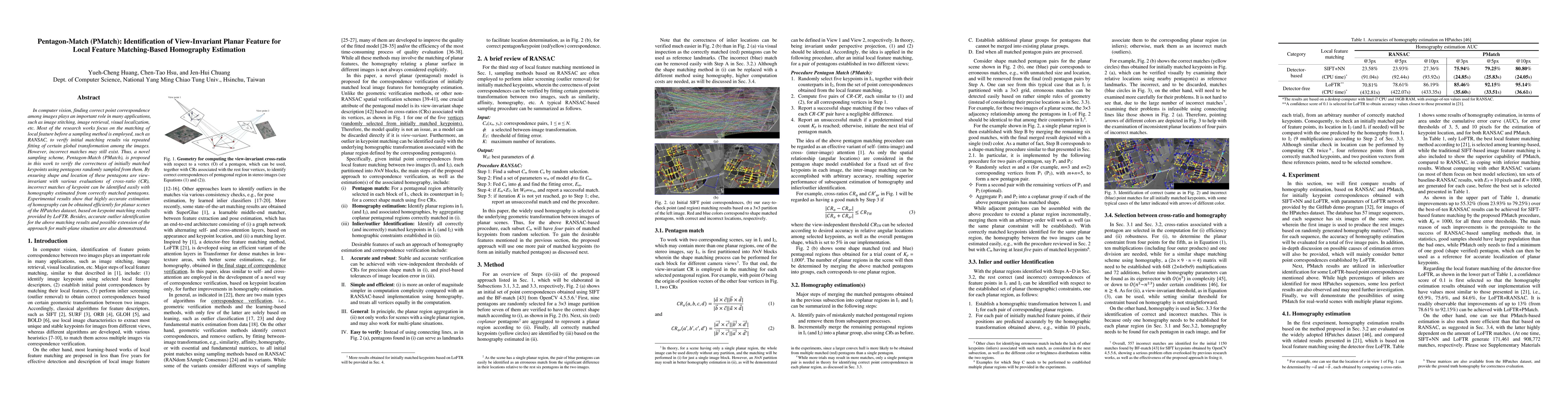 Thumbnail for Pentagon-Match (PMatch): Identification of View-Invariant Planar Feature
  for Local Feature Matching-Based Homography Estimation