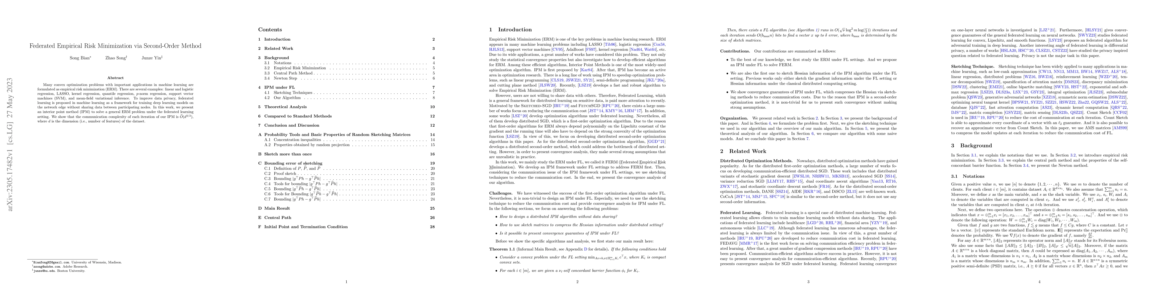 Thumbnail for Federated Empirical Risk Minimization via Second-Order Method