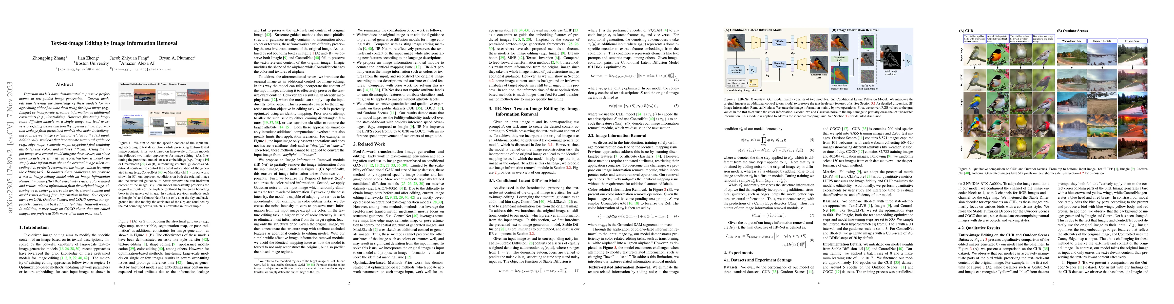 Thumbnail for Text-to-image Editing by Image Information Removal