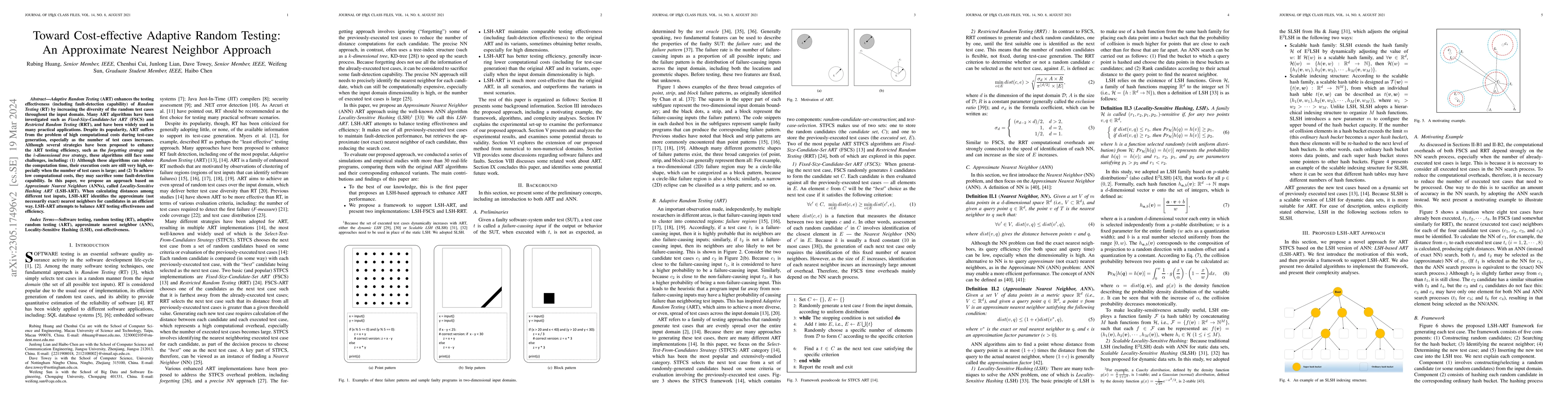 Thumbnail for Toward Cost-effective Adaptive Random Testing: An Approximate Nearest
  Neighbor Approach