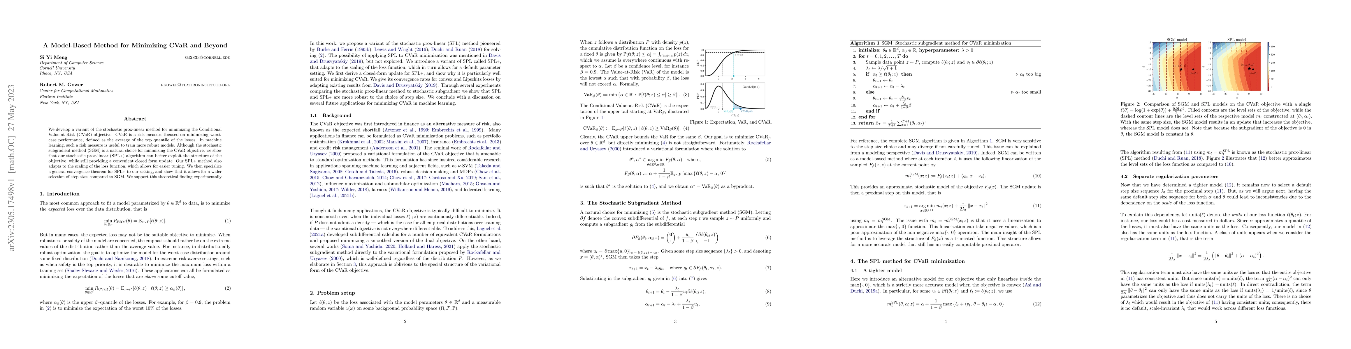 Thumbnail for A Model-Based Method for Minimizing CVaR and Beyond