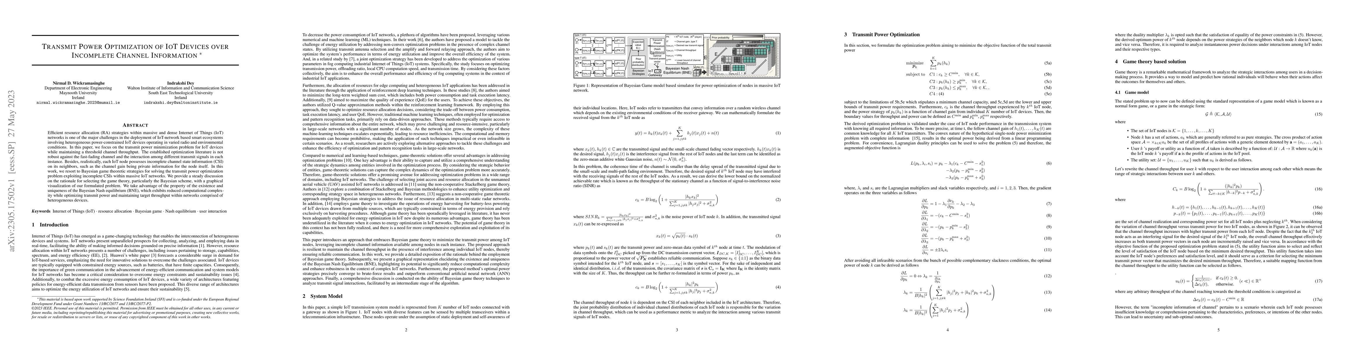 Thumbnail for Transmit Power Optimization of IoT Devices over Incomplete Channel
  Information