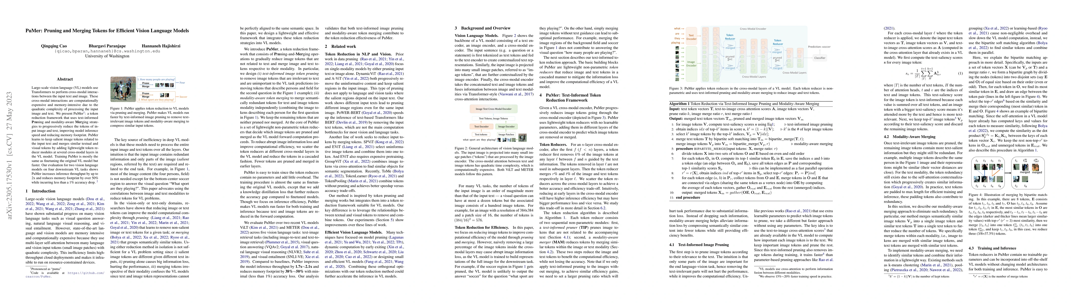 Thumbnail for PuMer: Pruning and Merging Tokens for Efficient Vision Language Models