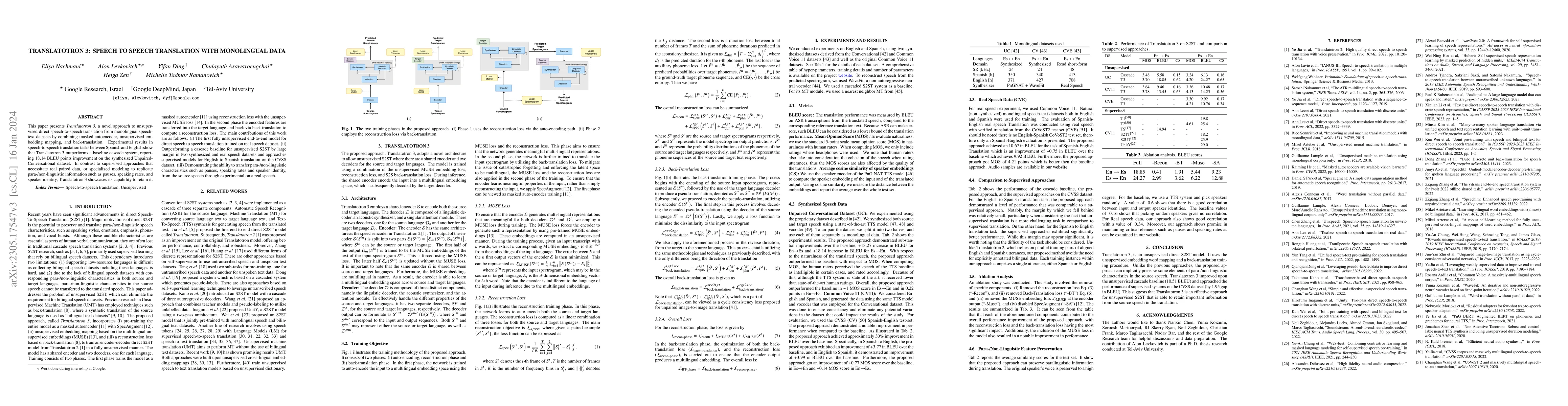 Thumbnail for Translatotron 3: Speech to Speech Translation with Monolingual Data
