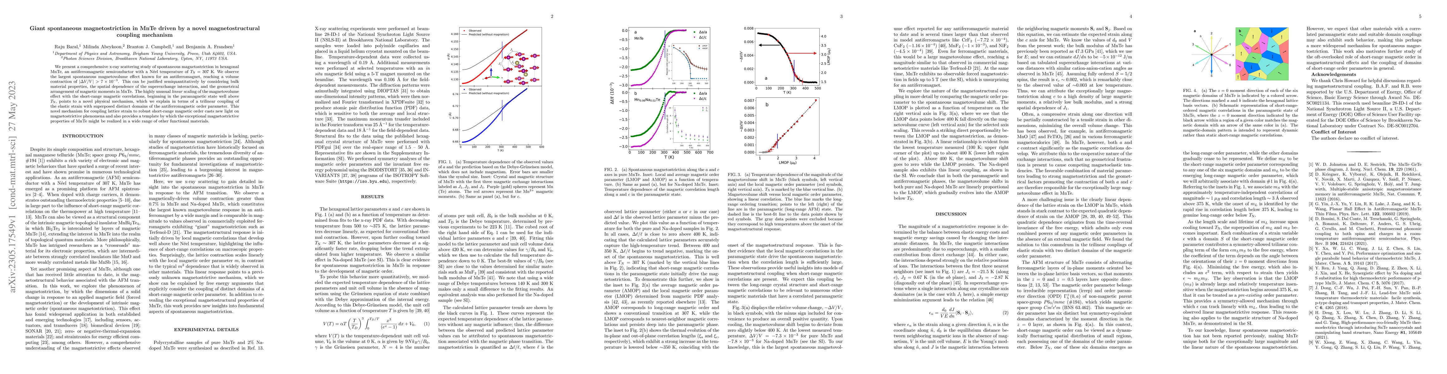 Thumbnail for Giant spontaneous magnetostriction in MnTe driven by a novel
  magnetostructural coupling mechanism