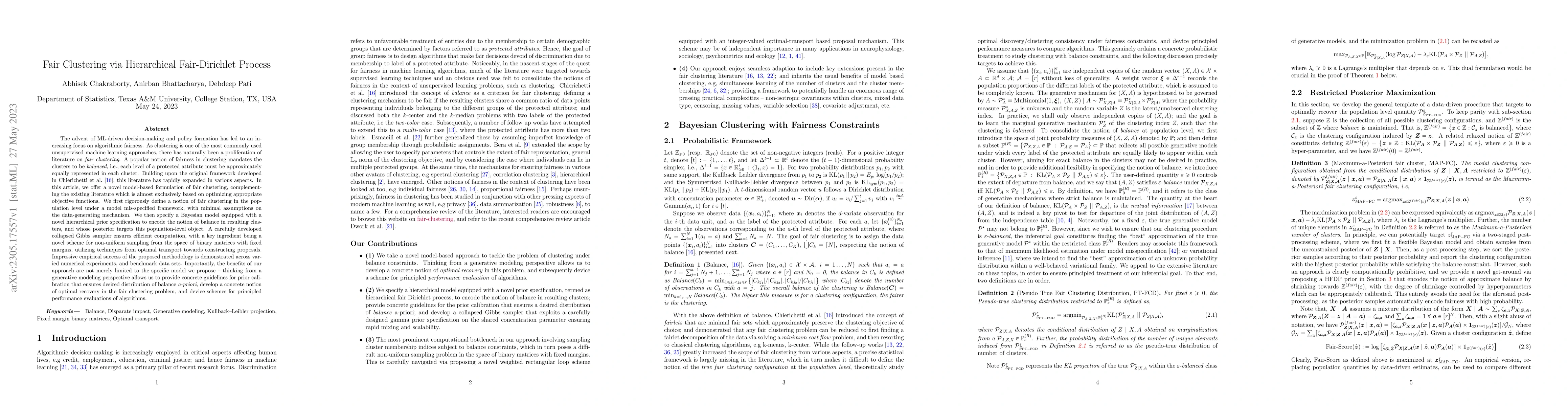 Thumbnail for Fair Clustering via Hierarchical Fair-Dirichlet Process