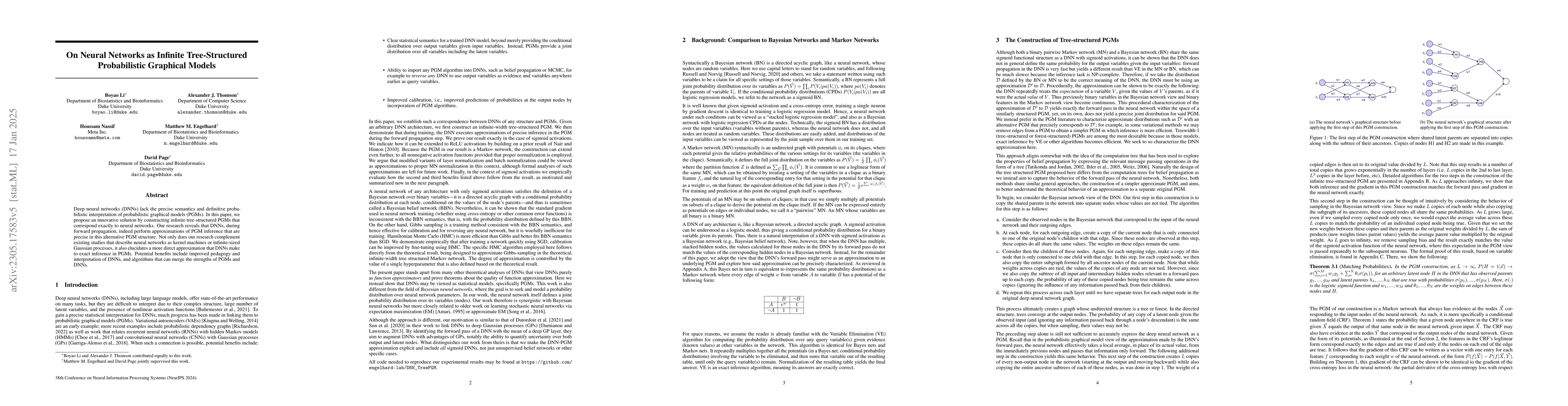 Thumbnail for On Neural Networks as Infinite Tree-Structured Probabilistic Graphical
  Models