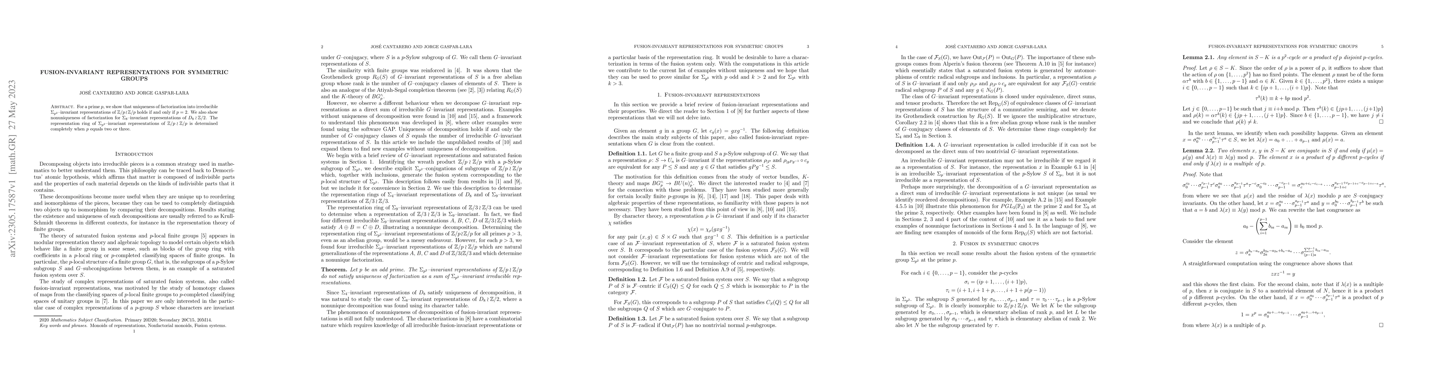 Thumbnail for Fusion-invariant representations for symmetric groups