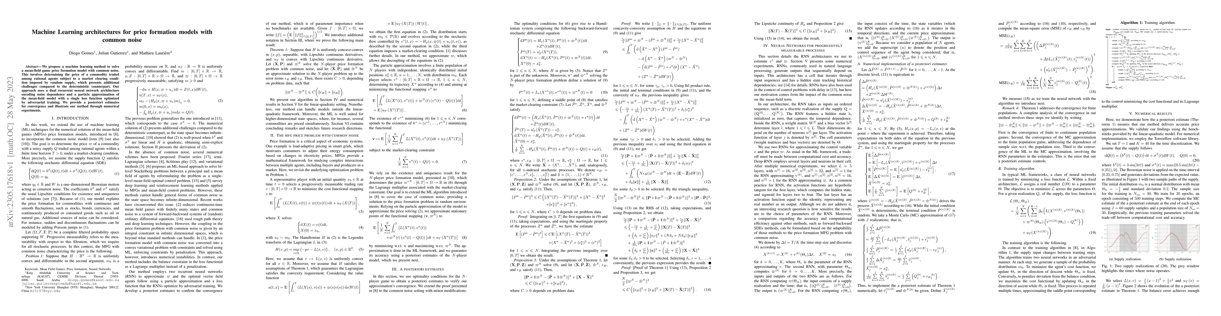 Thumbnail for Machine Learning architectures for price formation models with common
  noise