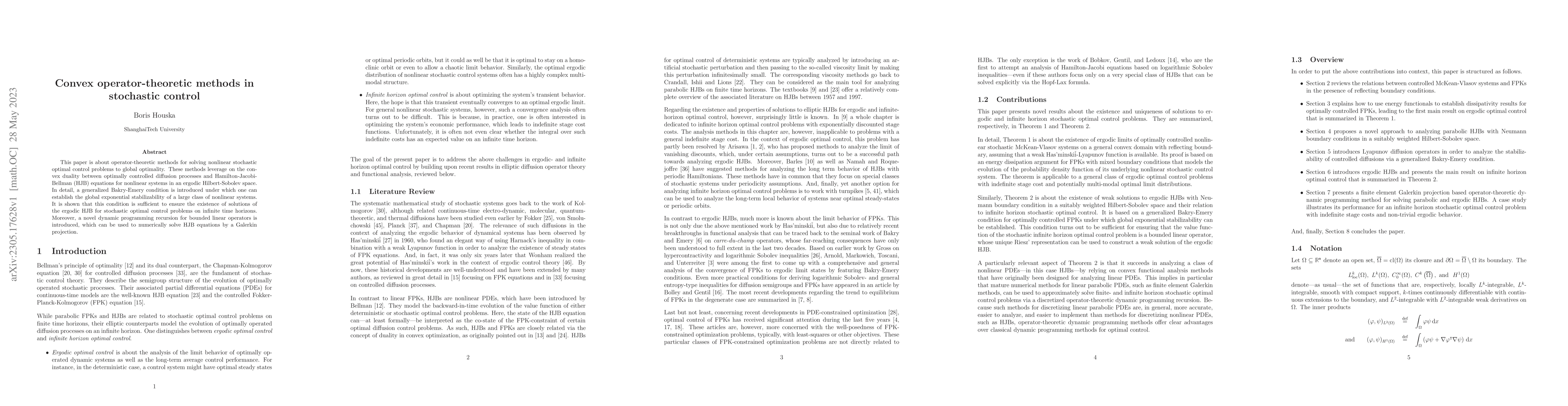 Thumbnail for Convex operator-theoretic methods in stochastic control