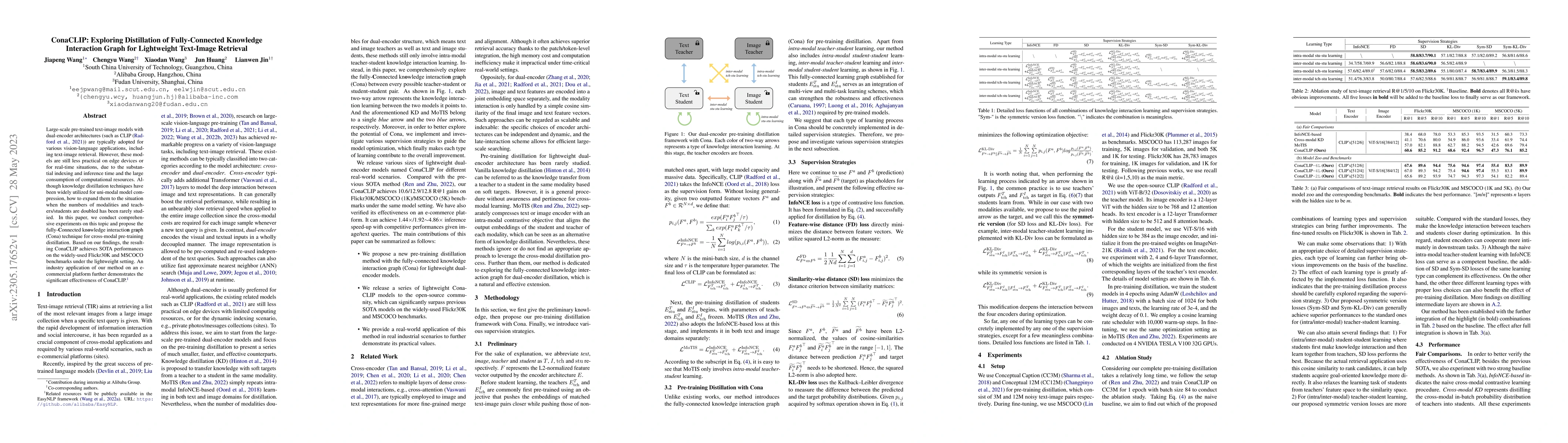 Thumbnail for ConaCLIP: Exploring Distillation of Fully-Connected Knowledge
  Interaction Graph for Lightweight Text-Image Retrieval