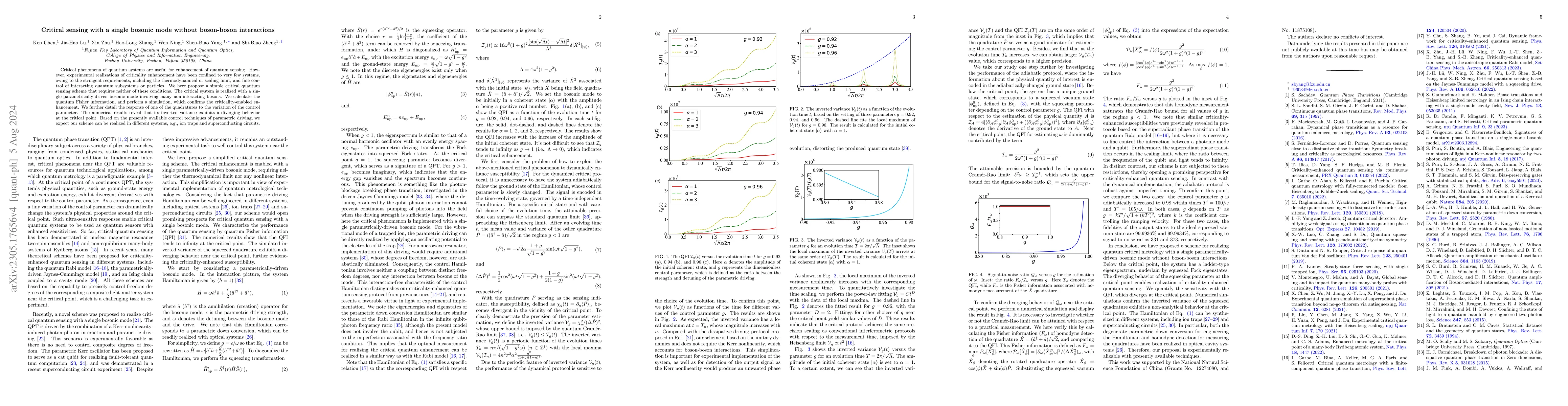 Thumbnail for Critical sensing with a single bosonic mode without boson-boson
  interactions