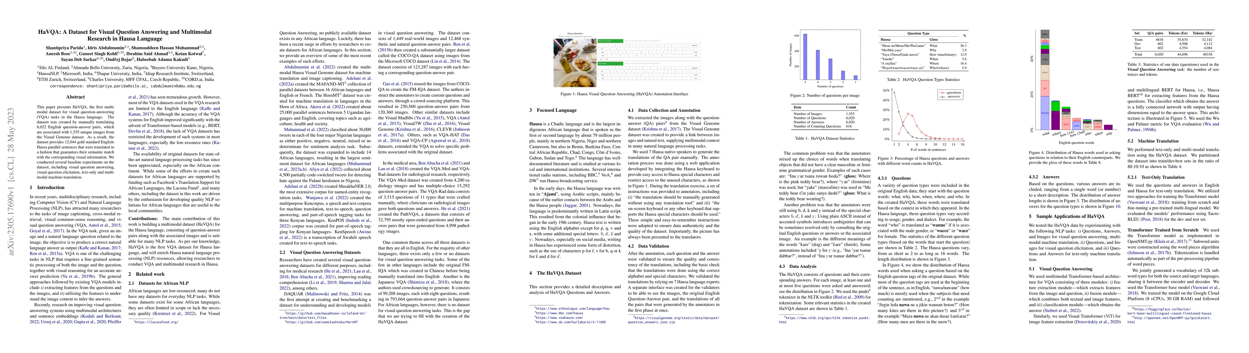 Thumbnail for HaVQA: A Dataset for Visual Question Answering and Multimodal Research
  in Hausa Language