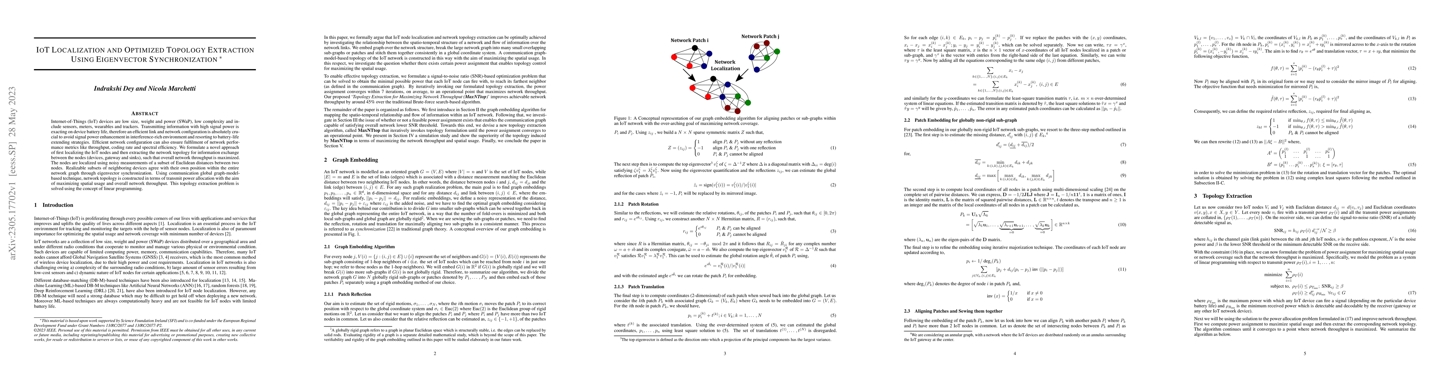 Thumbnail for IoT Localization and Optimized Topology Extraction Using Eigenvector
  Synchronization