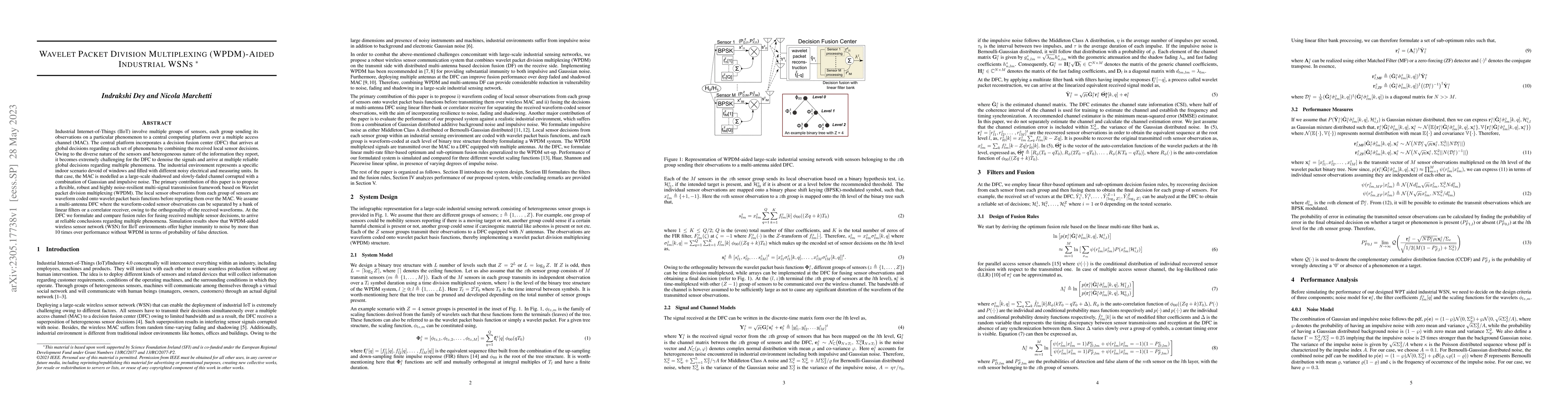 Thumbnail for Wavelet Packet Division Multiplexing (WPDM)-Aided Industrial WSNs