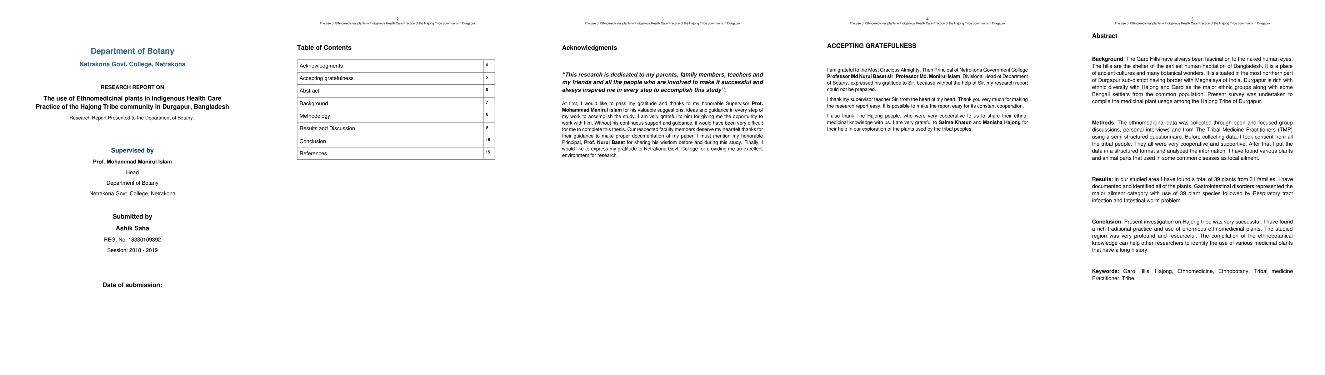 Thumbnail for The use of Ethnomedicinal plants in Indigenous Health Care Practice of
  the Hajong Tribe community in Durgapur, Bangladesh