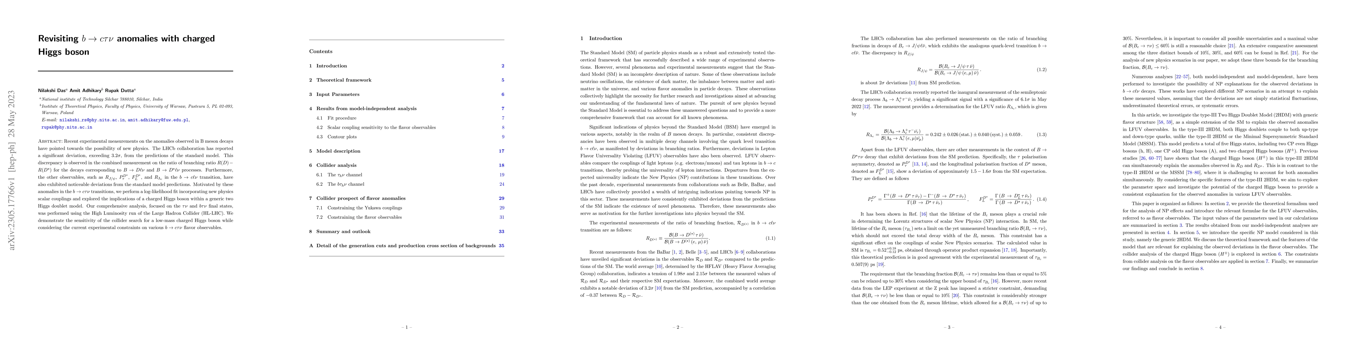 Thumbnail for Revisiting $b \to c\tau\nu$ anomalies with charged Higgs boson