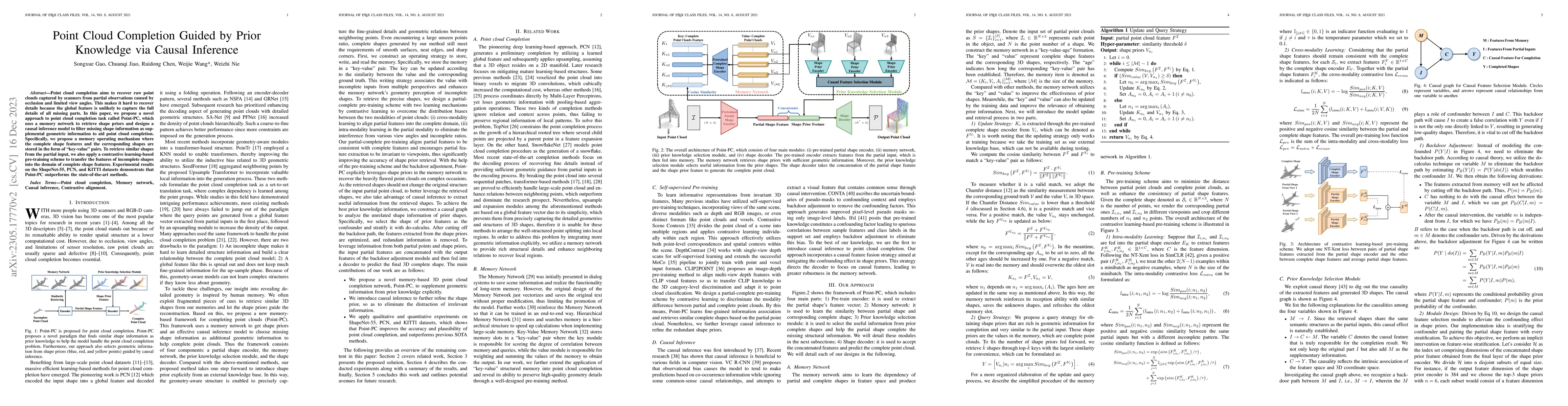 Thumbnail for Point Cloud Completion Guided by Prior Knowledge via Causal Inference