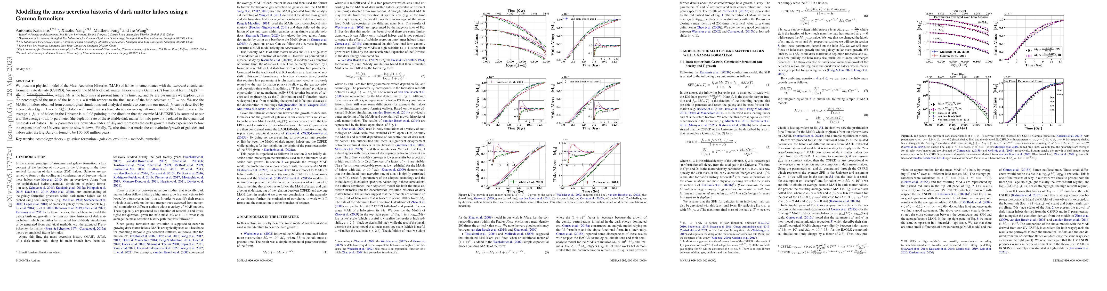 Thumbnail for Modelling the mass accretion histories of dark matter haloes using a
  Gamma formalism