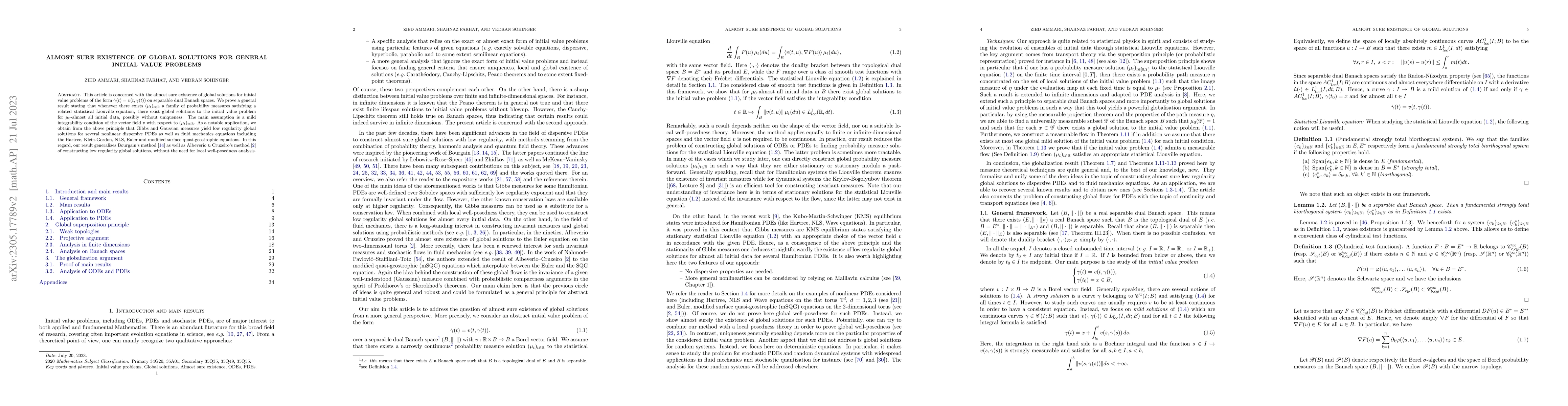 Thumbnail for Almost sure existence of global solutions for general initial value
  problems