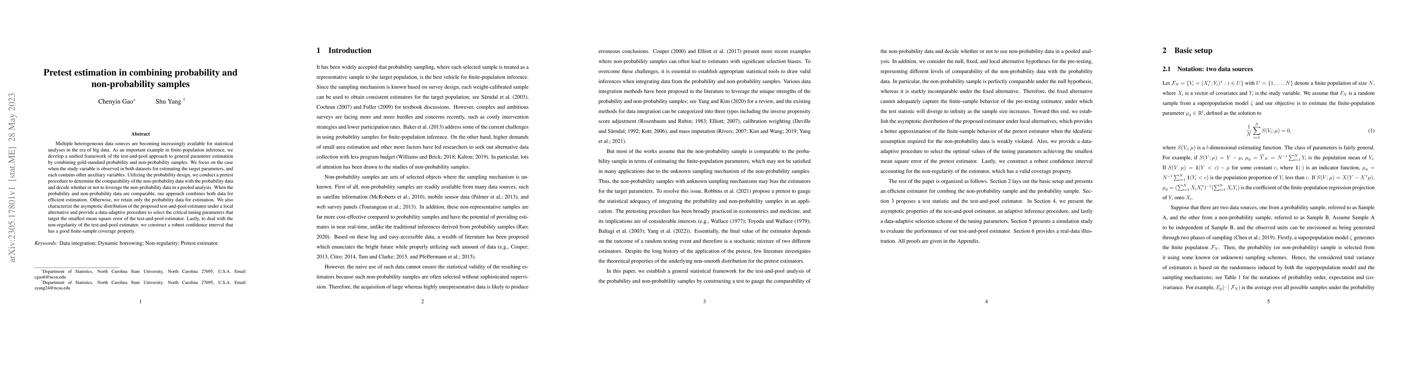 Thumbnail for Pretest estimation in combining probability and non-probability samples