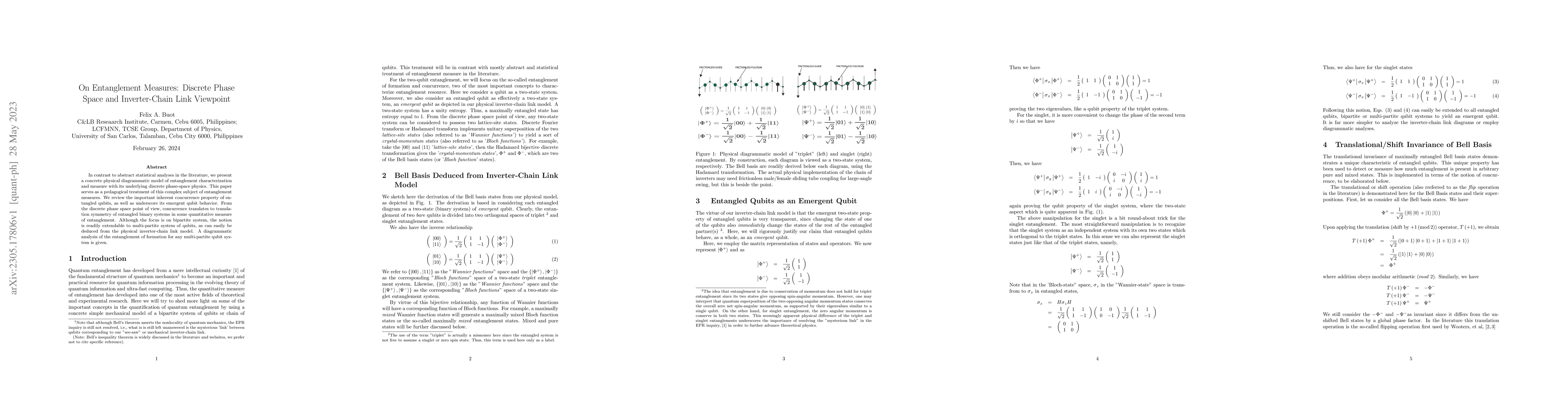 Thumbnail for On Entanglement Measures: Discrete Phase Space and Inverter-Chain Link
  Viewpoint