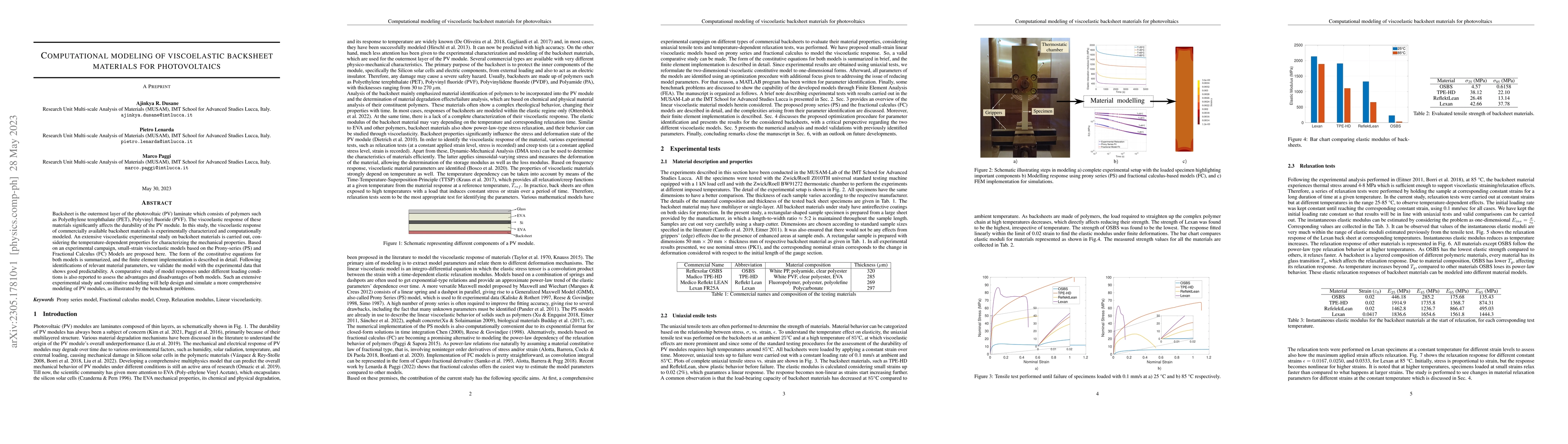 Thumbnail for Computational modeling of viscoelastic backsheet materials for
  photovoltaics